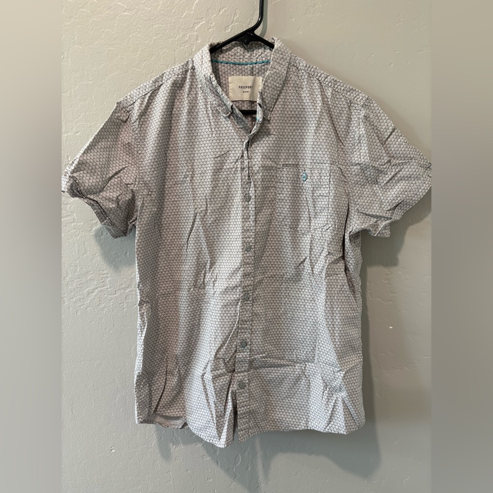 Passport Gray Short Sleeve Button Up